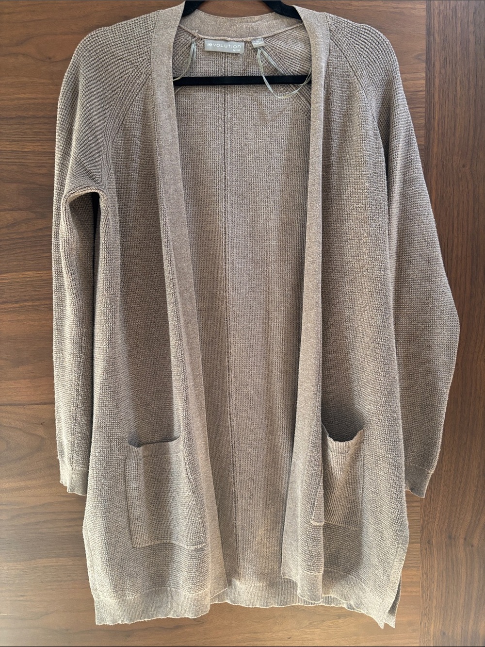 Evolution by Cyrus Taupe Open-Front Longline Cardigan